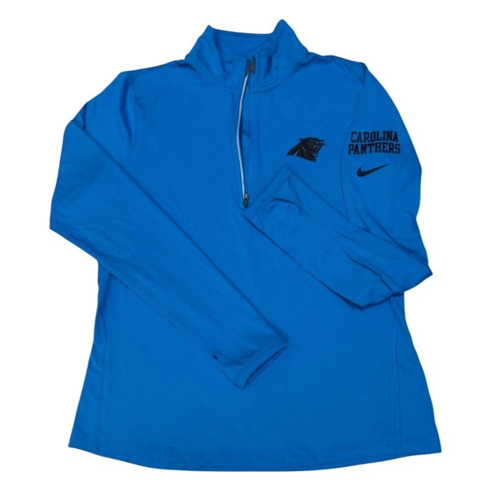 Nike Carolina Panthers Pullover Women XL Blue Dri-FIT Quarter-Zip Thumbholes